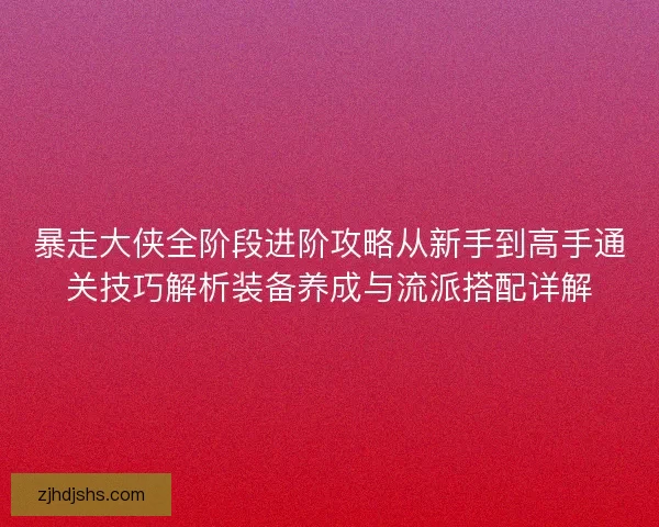 暴走大侠全阶段进阶攻略从新手到高手通关技巧解析装备养成与流派搭配详解